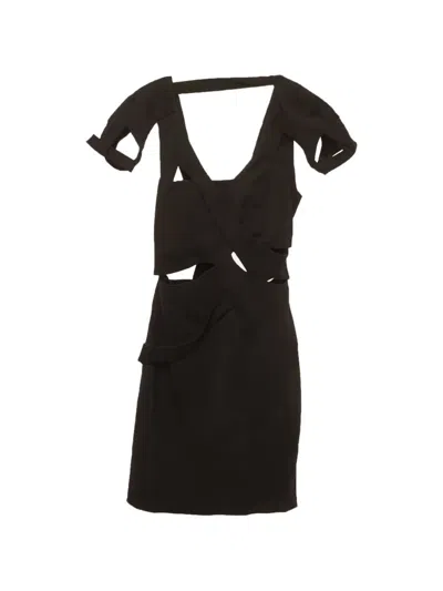 Pre-owned Gucci Cut-out Mini Dress In Black