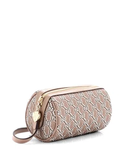 Pre-owned Gucci Cylindrical Gg Shadow Coated Canvas Mini Shoulder Bag In Brown
