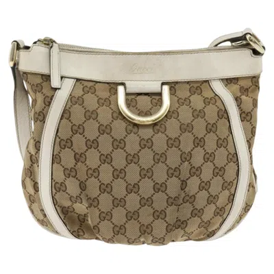 Pre-owned Gucci D Ring Messenger Bag Gg Canvas Beige Canvas Shoulder Bag Bag () In Sand