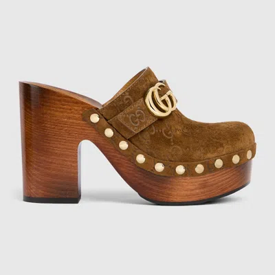Gucci Damen-clog Mit Plateausohle Und Doppel G In Multi