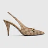Gucci Damenpumps Aus Gg Canvas Mit Fersenriemchen In Beige