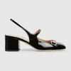 Gucci Lady Patent Bit Slingback Pumps In Black