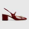 Gucci Patent Leather Slingback Pumps In Red