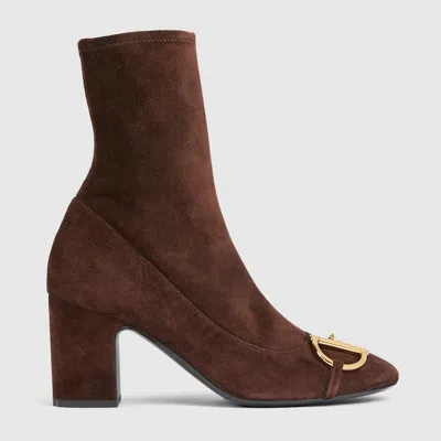 Gucci Damenstiefelette Mit Halbem Horsebit In Brown