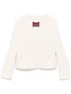 Gucci Women's Wool Blend Bouclã© Construction Concealed Jacket In Weiss