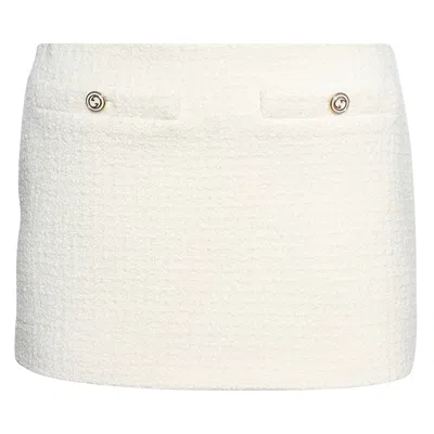 Pre-owned Gucci Damier Boucle Tweed Mini Skirt 'ivory' | White | Women's Size 40