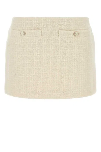 Gucci Ivory Tweed Mini Skirt In Brown