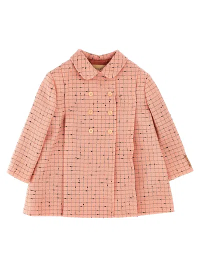 Gucci Babies' Girls Pink Damier Wool Check Coat