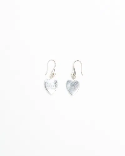 Gucci Dangling Silver Heart Earrings