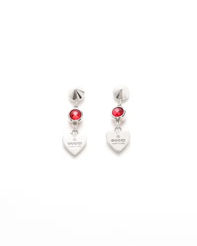 Gucci Dangling Silver Heart Earrings