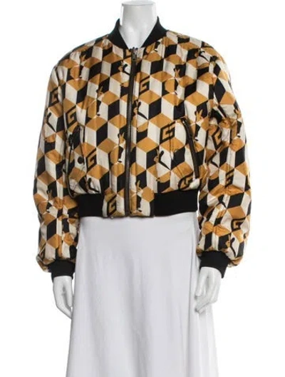 Pre-owned Gucci 'dans La Vert' Silk Bomber Jacket In Multicolor