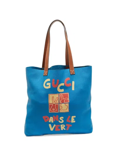 Pre-owned Gucci Dans Vert Tote Bag In Blue