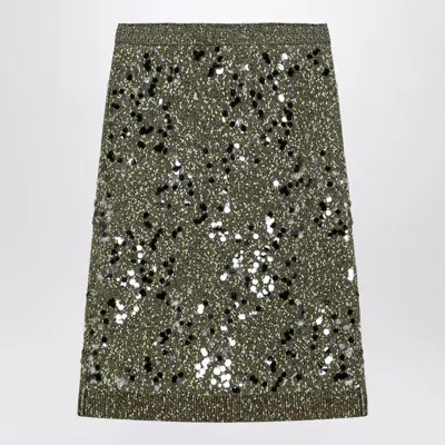 Gucci Dark Green Viscose And Tweed Blend Skirt Women