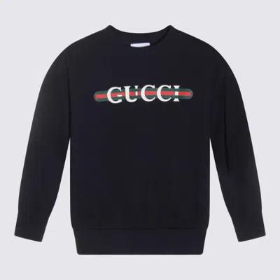 Gucci Kids' Dark Blue Cotton Sweatshirt In Black