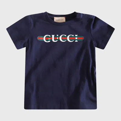 Gucci Kids' Dark Blue Cotton T-shirt
