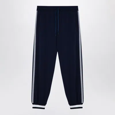 Gucci Mens Black Iris Brand-print Striped-print Straight-leg Relaxed-fit Woven-piqué Jogging Bottoms