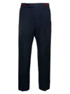Gucci Dark Blue Pants With Web Detail In Fluid Drill Man In Blue