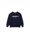 Gucci Cotton Sweatshirt With Web In Blue