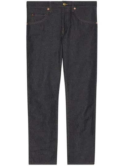 Gucci Dark Blue Tapered Pants For Men In Navy