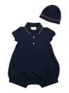 Gucci Dark Blue Tracksuit And Beanie Set In Cotton Baby In Blue