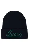Gucci Dark Blue Wool Beanie Hat In Navydarkgreen