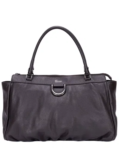 Gucci Dark Brown Calfskin D-ring Abbey Zip Tote (authentic Pre-loved) In Burgundy