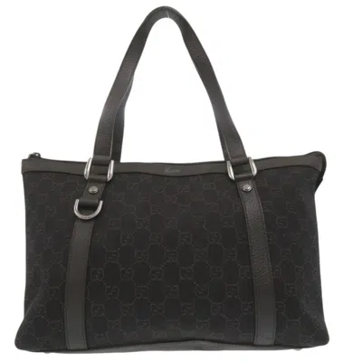 Pre-owned Gucci Dark Brown Canvas Leather Tote Bag ()