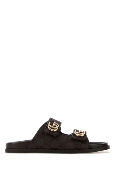 Gucci Dark Brown Canvas Slippers