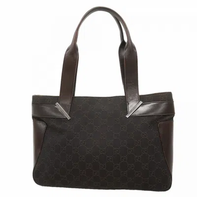Pre-owned Gucci Dark Brown Denim Tote Bag ()