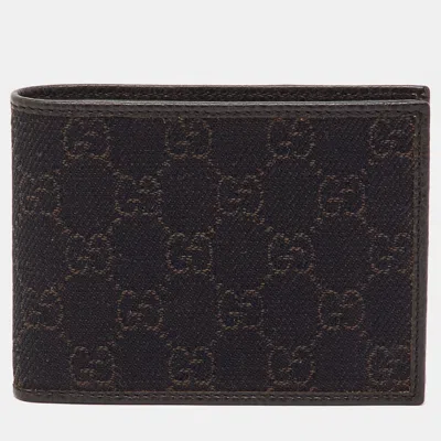 Pre-owned Gucci Dark Brown Gg Canvas Gg Bifold Wallet