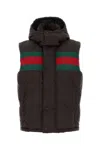 Gucci Dark Brown Gg Polyester Blend Sleeveless Down Jacket