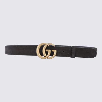 Gucci Dark Brown Leather Belt In Black