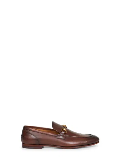 GUCCI DARK BROWN LEATHER GUCCI JORDAAN LOAFERS