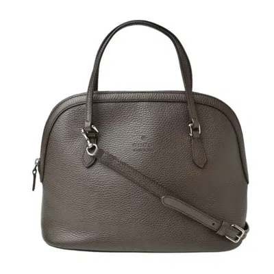 Pre-owned Gucci Dark Brown Leather Handbag Shoulder Bag ()