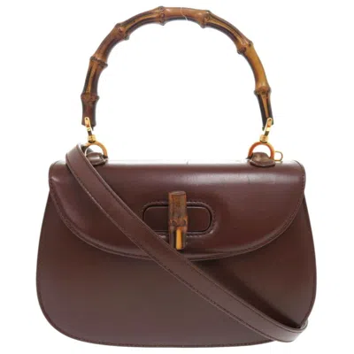 Pre-owned Gucci Dark Brown Leather Handbag Shoulder Bag ()