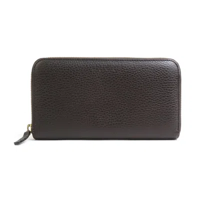 Pre-owned Gucci Dark Brown Leather Long Wallet (bi-fold) ()