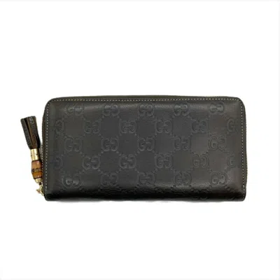 Pre-owned Gucci Dark Brown Leather Long Wallet (bi-fold) ()