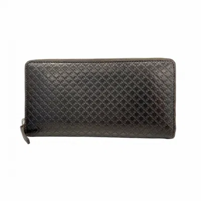 Pre-owned Gucci Dark Brown Leather Long Wallet (bi-fold) ()