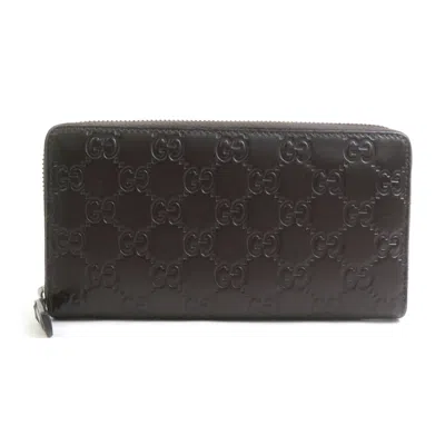 Pre-owned Gucci Dark Brown Leather Long Wallet (bi-fold) ()