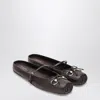 Gucci Dark Brown Leather Mules With Horsebit Detail Women In Brown