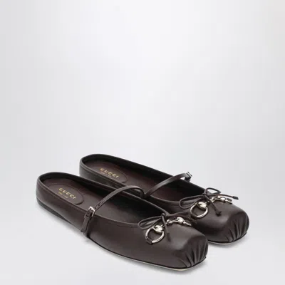 Gucci Dark Brown Leather Mules With Horsebit Detail Women