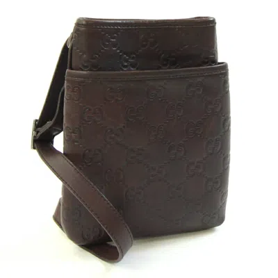 Pre-owned Gucci Dark Brown Leather Pochette Shoulder Bag ()