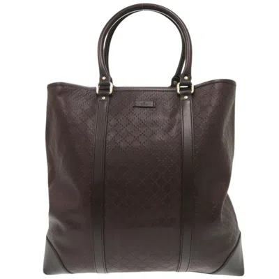 Pre-owned Gucci Dark Brown Leather Tote Bag ()