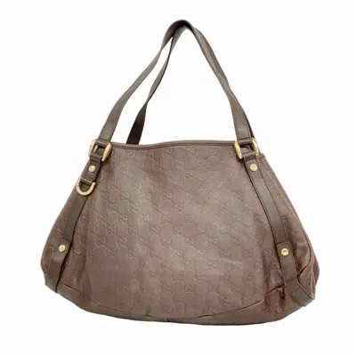 Pre-owned Gucci Dark Brown Leather Tote Bag ()