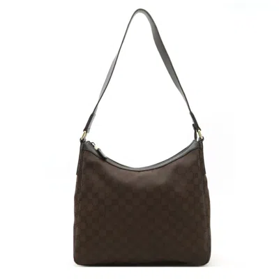 Pre-owned Gucci Dark Brown Nylon Leather Shoulder Bag ()