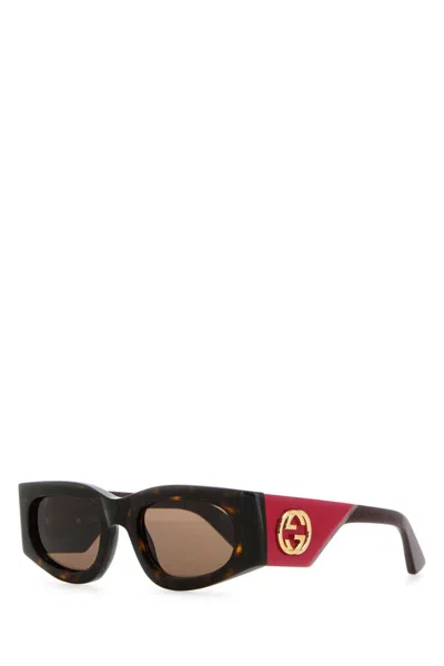 Gucci Dark Brown Printed Logo Sunglasses