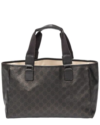Pre-owned Gucci Dark Brown Supreme Coated Canvas Open Tote (authentic Pre-loved)