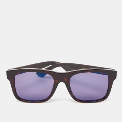 Pre-owned Gucci Dark Brown Tortoise Gg008s Wayfarer Sunglasses