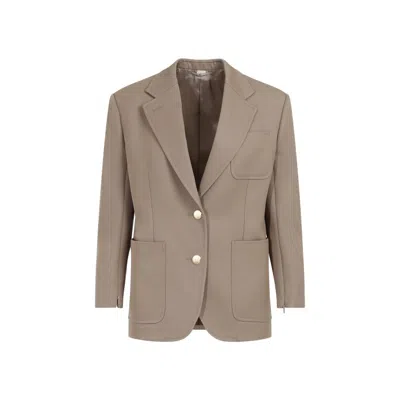 Gucci Single-breasted Wool Blazer In Brown