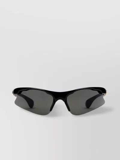GUCCI DARK FRAME CURVED TEMPLES SOLID LENS GOLD HARDWARE